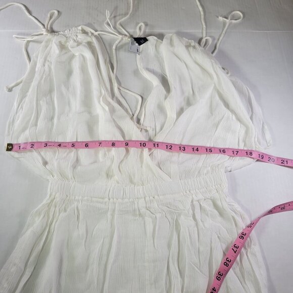 ASOS Design White Sleeveless Lightweight Elastic Waist Coverup Romper Size M - Picture 6 of 10